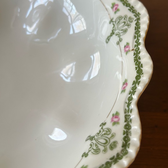 Vintage Royal Rudolstadt Prussia Serving Bowl Green and Pink, Scallop Edge, coll - Picture 11 of 13